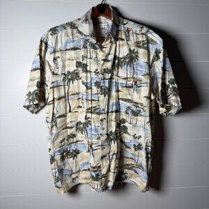 Pierre Cardin Men's Short Sleeve Button Up Shirt Size XL Golf Tropical Beach